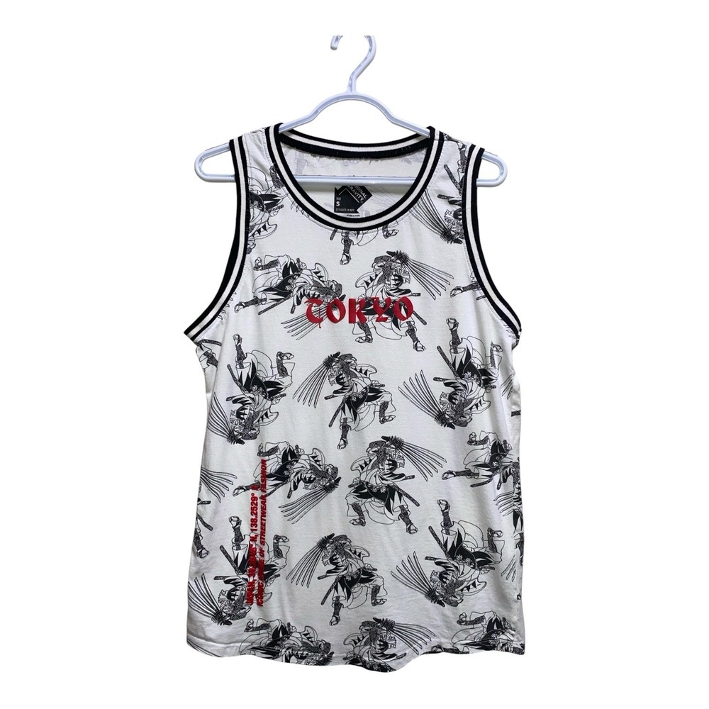 Original Gravity Tokyo Samurai Graphic Tank Top Mens Small White Black Red